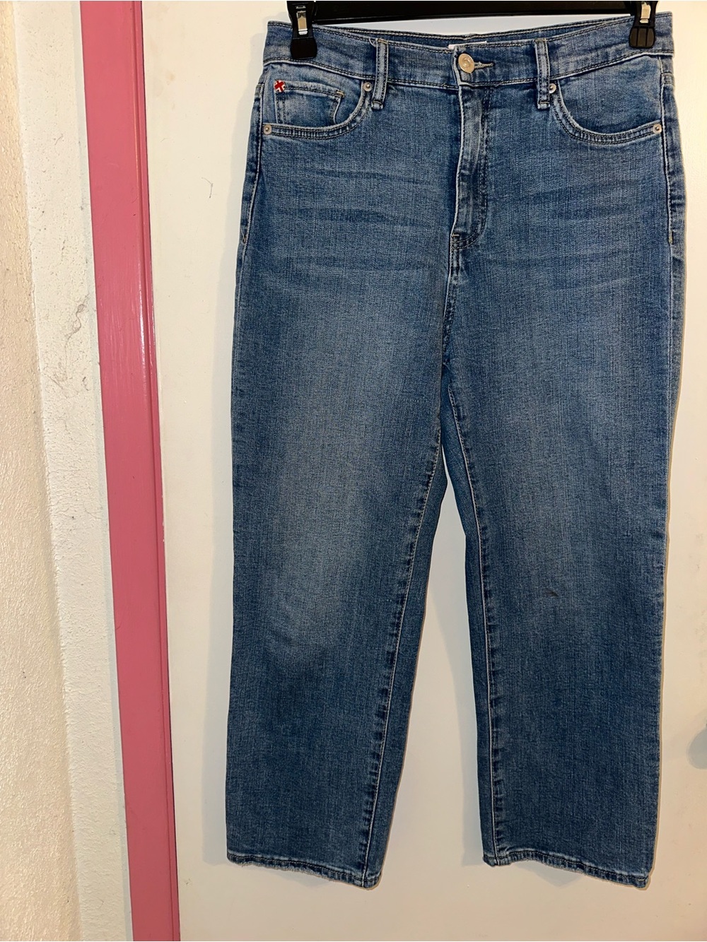 Hudson Jeans Women's Medium Blue Cropped Straight-Leg Denim